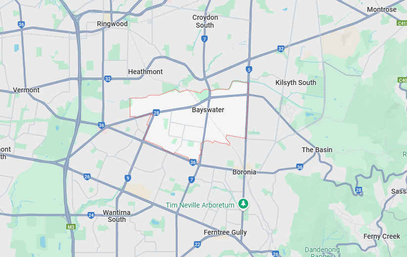image of Bayswater and surrounding areas, where our plumber Bayswater services