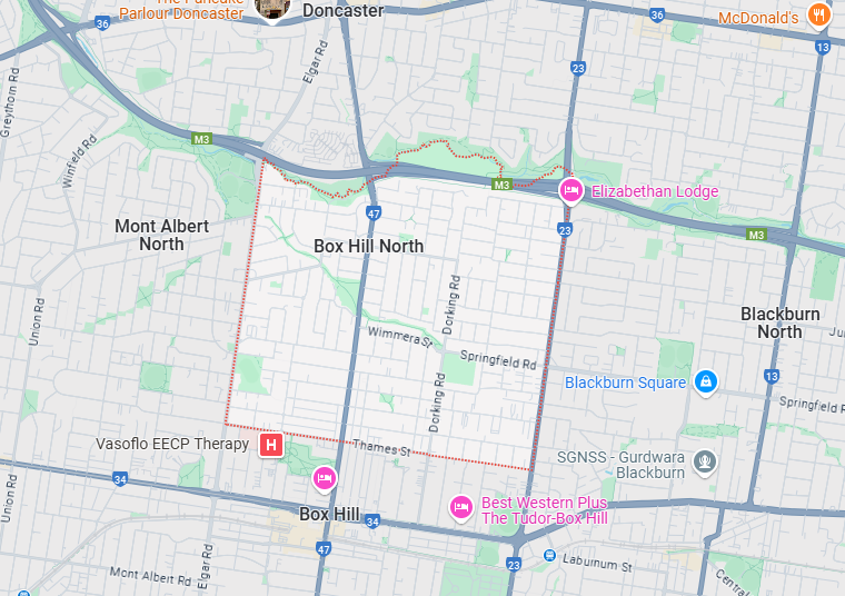 image of the map of Box Hill North