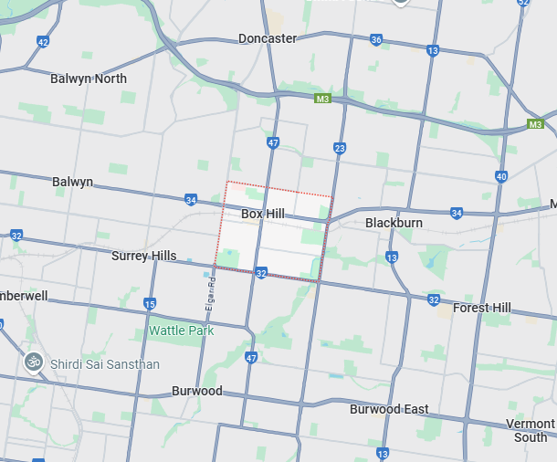 image of the map of Box Hill