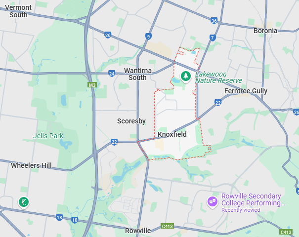 image of the map of Knoxfield