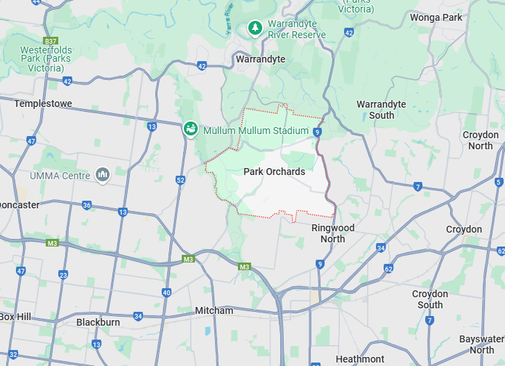 image of the map of Park Orchards